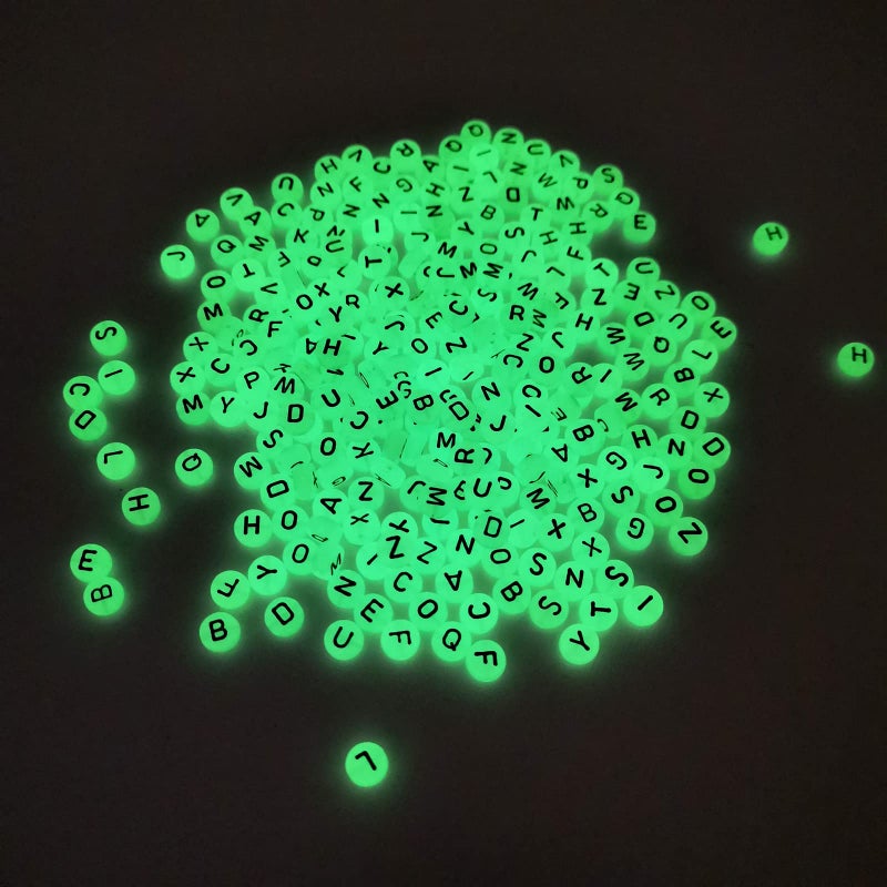Looconi Amaney 600 Pieces 4Ã—7mm Alphabet Letter Beads A-Z Glow in The Dark for Jewelry Making - Image 4